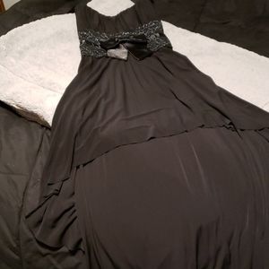 Beautiful black high low dress with sparkly bow